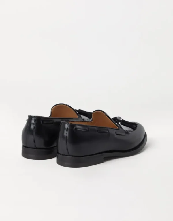 Aged calfskin loafers with tassels