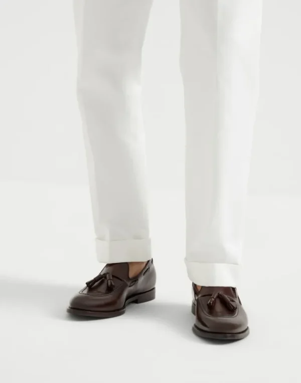 Aged calfskin loafers with tassels