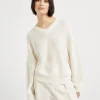 Alpaca and cotton English rib sweater with monili