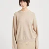 Alpaca and cotton English rib sweater with monili