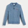 Alpaca, cotton and wool knit polo with patch