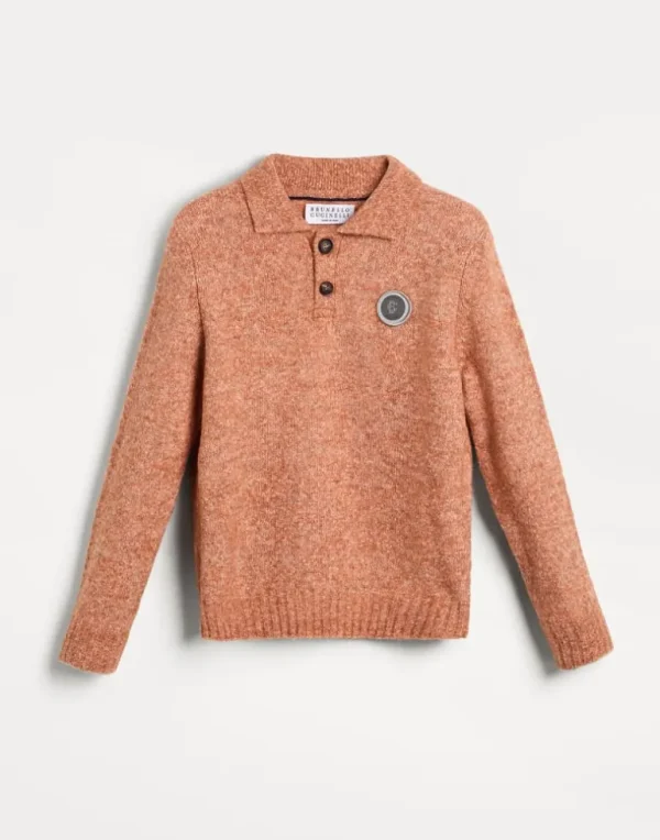 Alpaca, cotton and wool knit polo with patch