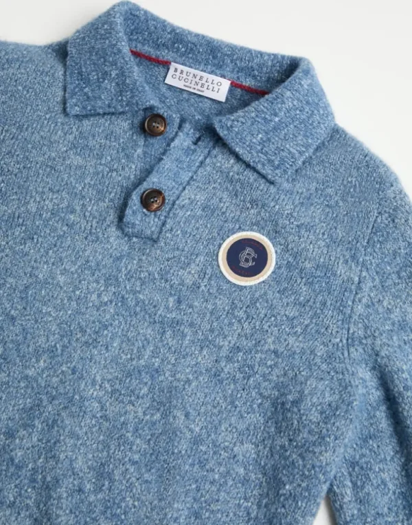 Alpaca, cotton and wool knit polo with patch