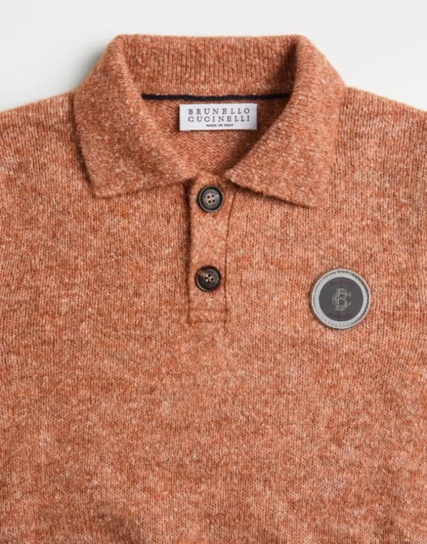 Alpaca, cotton and wool knit polo with patch