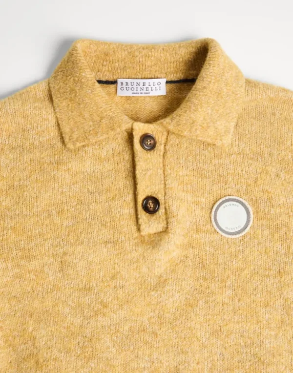 Alpaca, cotton and wool knit polo with patch