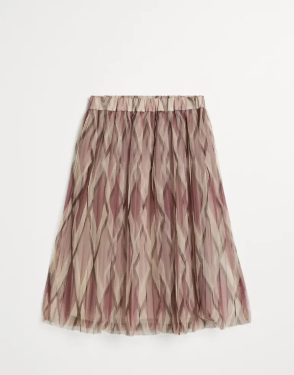 Argyle tulle pleated skirt