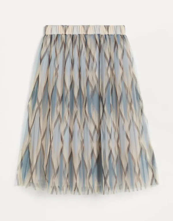 Argyle tulle pleated skirt