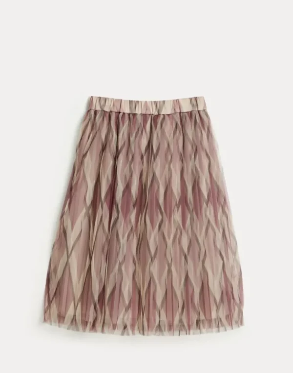 Argyle tulle pleated skirt