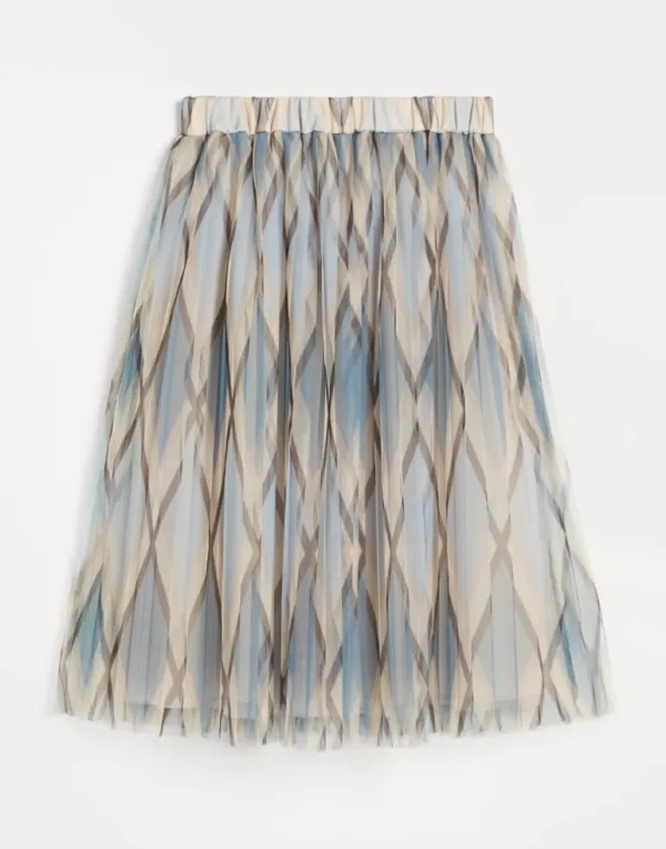 Argyle tulle pleated skirt