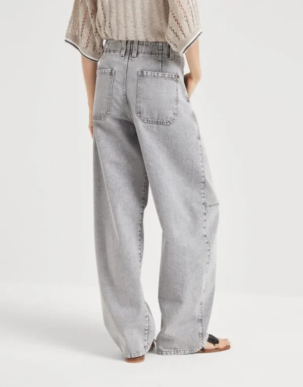 Authentic denim curved trousers