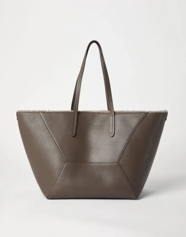 BC Duo bag in classic leather with shearling lining and monili