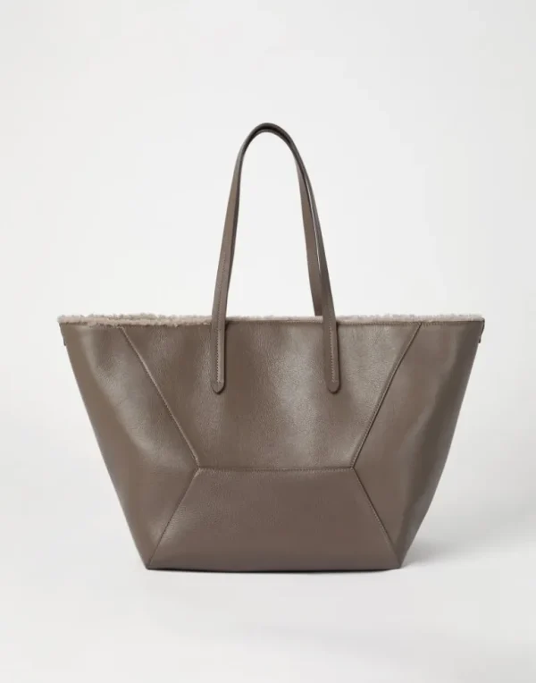 BC Duo bag in classic leather with shearling lining and monili