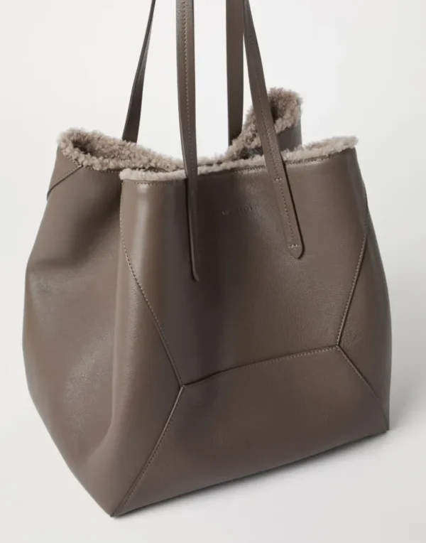 BC Duo bag in classic leather with shearling lining and monili