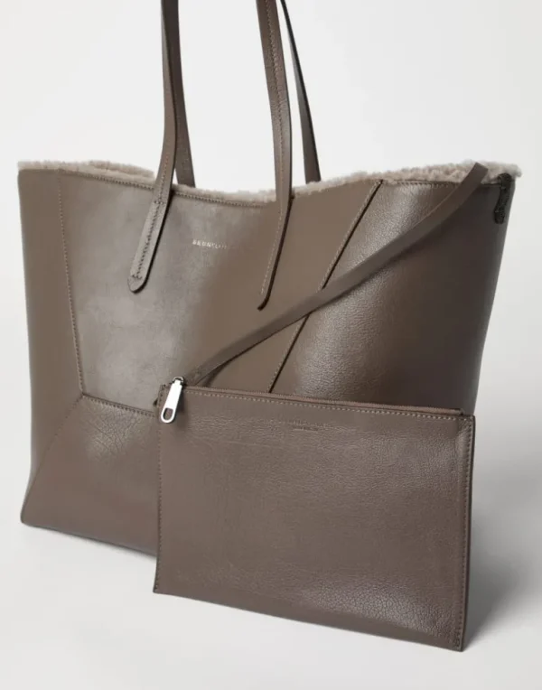 BC Duo bag in classic leather with shearling lining and monili