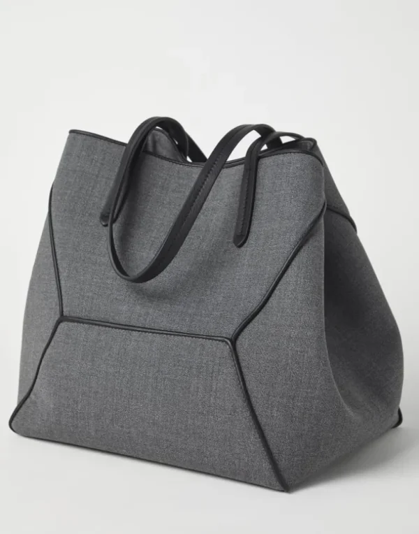 BC Duo bag in virgin wool canvas with monili