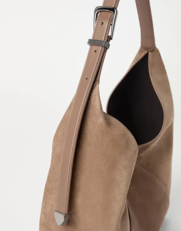 BC Duo hobo bag in sueded calfskin