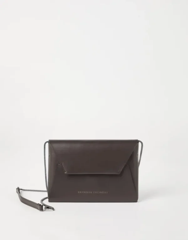 BC Duo pochette in grained calfskin with precious chain