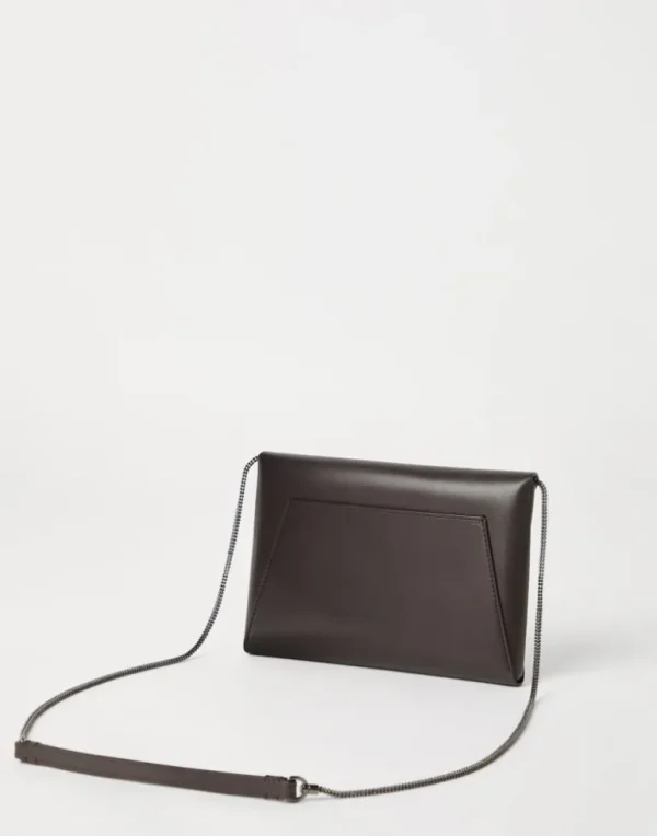 BC Duo pochette in grained calfskin with precious chain