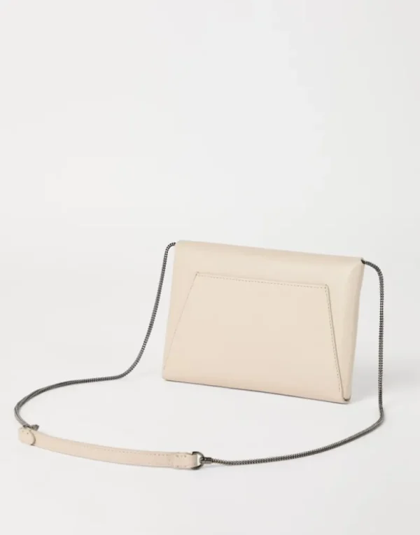 BC Duo pochette in grained leather with precious chain