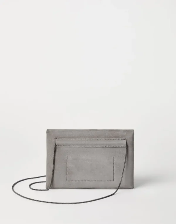 BC Duo pochette in suede with precious chain