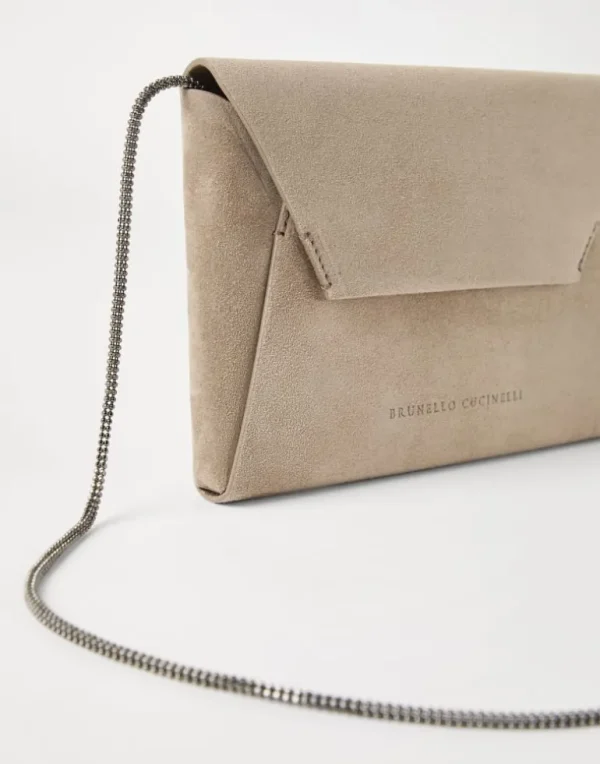 BC Duo pochette in suede with precious chain