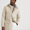 Bonded cashmere beaver cloth parka with Thermore® padding and detachable hood