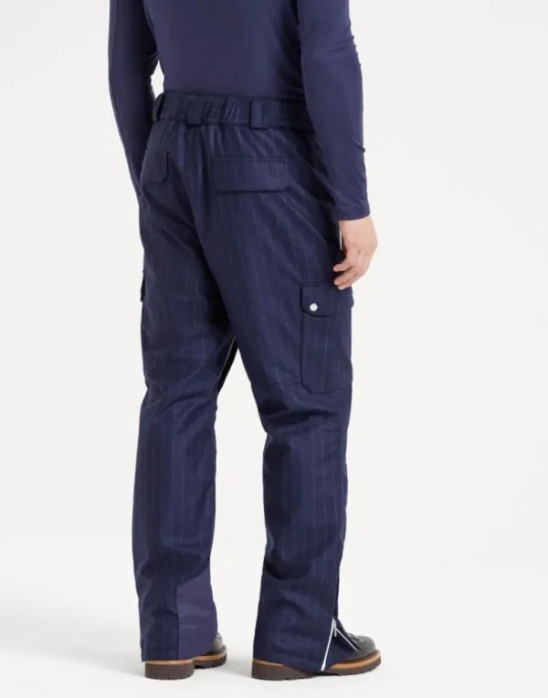 Bonded chalk stripe virgin wool flannel Mountain trousers with Thermore® padding and cargo pockets