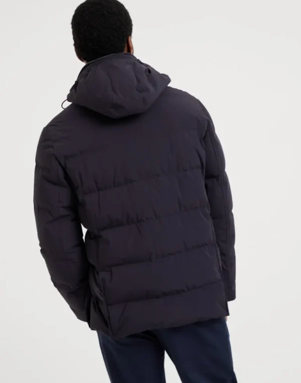 Bonded taffeta down jacket with detachable hood