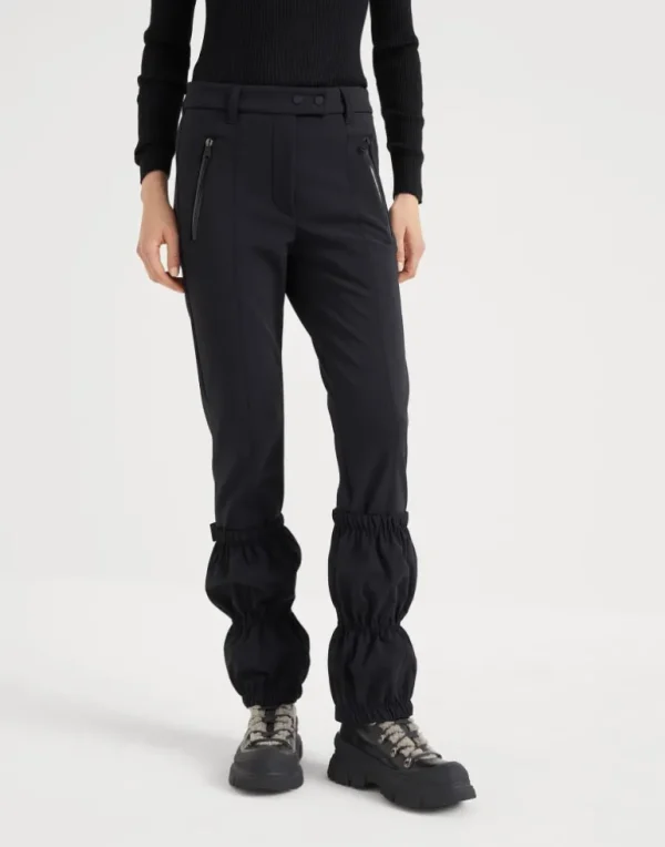 Bonded techno fabric mountain trousers with stirrups and detachable gaiters