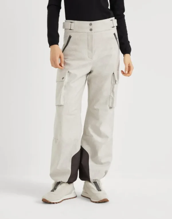 Bonded virgin wool flannel mountain cargo trousers with Thermore® padding