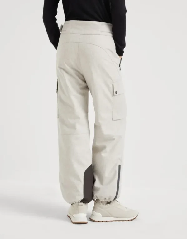 Bonded virgin wool flannel mountain cargo trousers with Thermore® padding