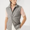 Bonded virgin wool fresco vest with Thermore® padding and shirt-style collar