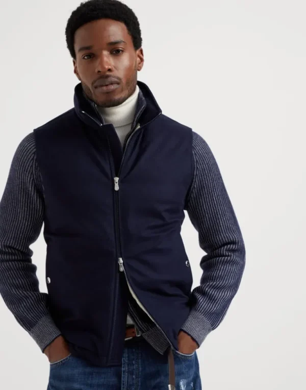 Bonded wool flannel down vest