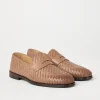 Braided calfskin penny loafers