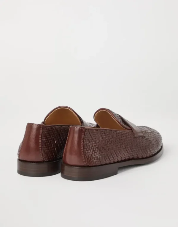 Braided calfskin penny loafers