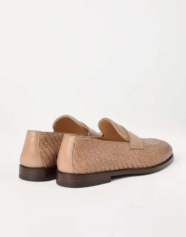 Braided calfskin penny loafers