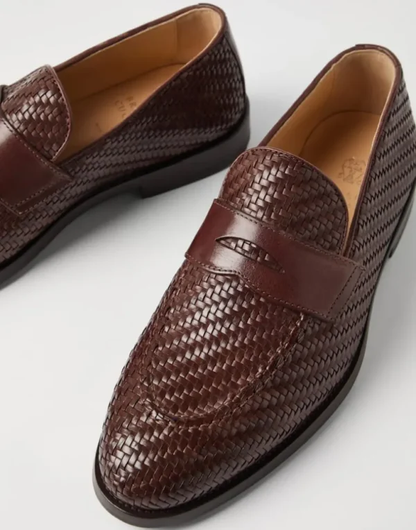 Braided calfskin penny loafers