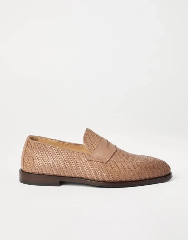 Braided calfskin penny loafers