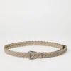 Braided leather belt with monili