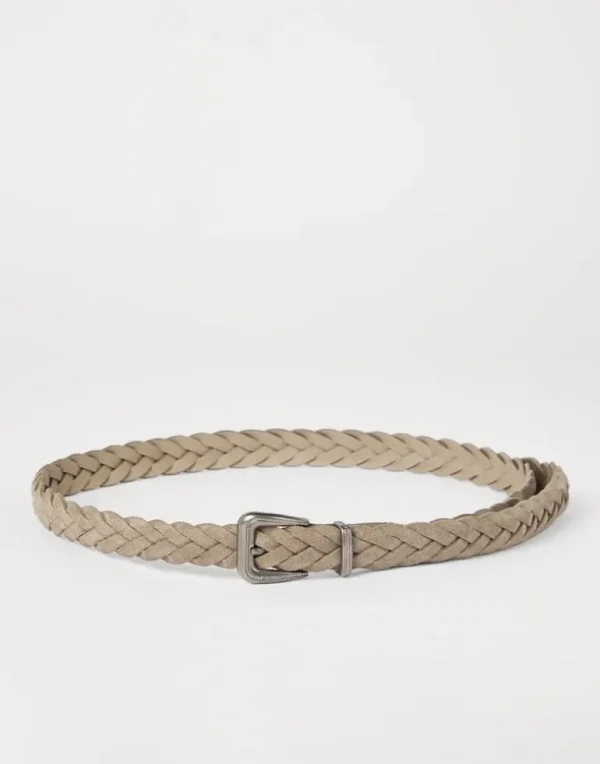 Braided leather belt with monili