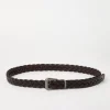 Braided leather belt with monili