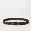 Braided suede calfskin belt with rounded buckle