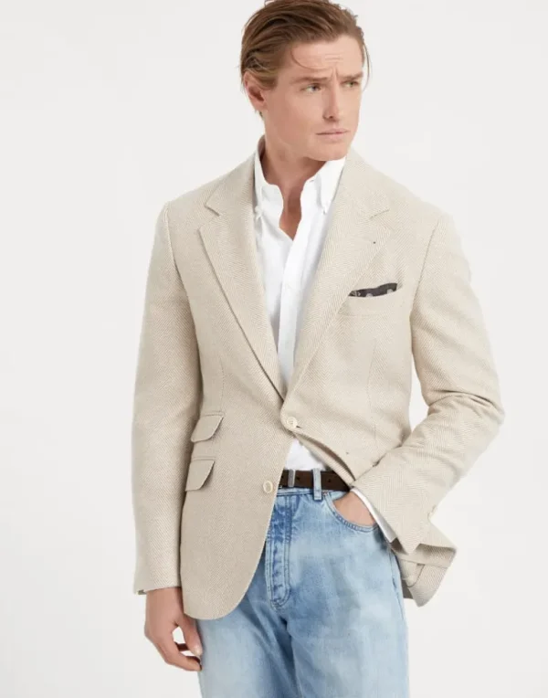 Brushed wool and cashmere chevron deconstructed Cavallo blazer