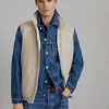 Brushed wool and cashmere chevron down vest