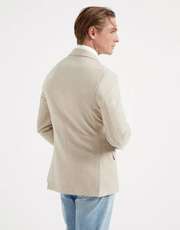 Brushed wool and cashmere chevron deconstructed Cavallo blazer