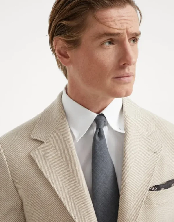 Brushed wool and cashmere chevron deconstructed Cavallo blazer