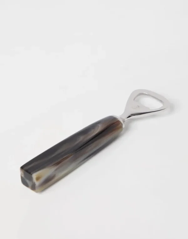 Buffalo horn and steel bottle opener