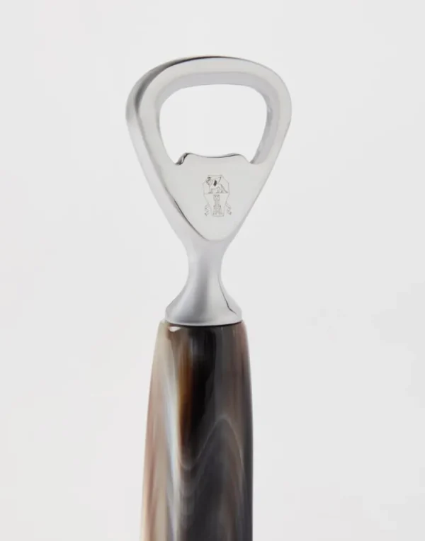 Buffalo horn and steel bottle opener