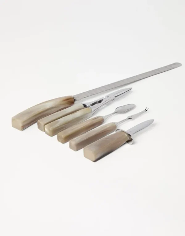 Buffalo horn and steel crudités cutlery set