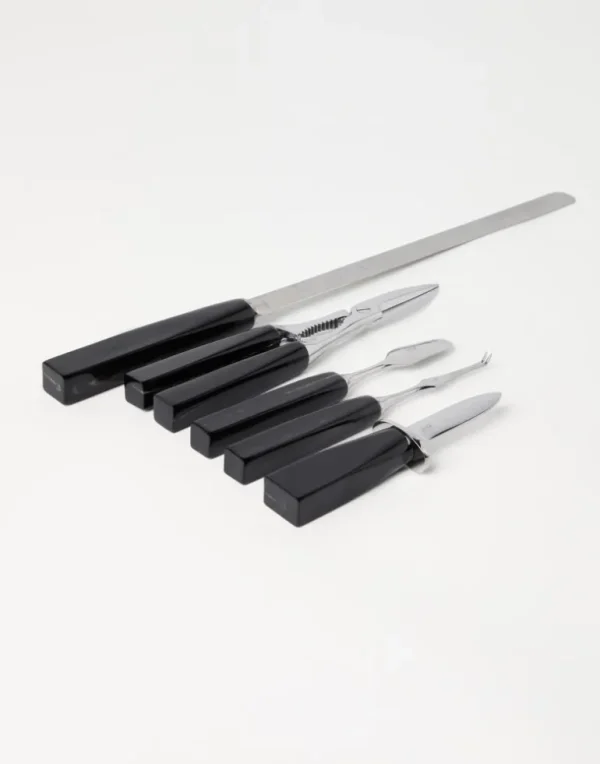 Buffalo horn and steel crudités cutlery set